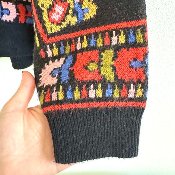 Farm Rio Black Floral Tapestry Oversize Button Front Cardigan Women's Medium - Picture 3 of 6